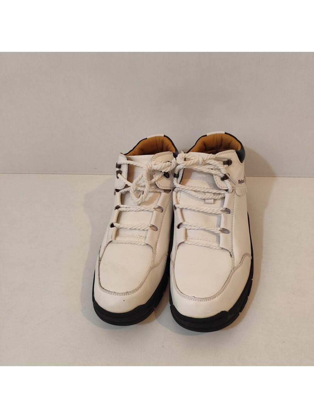 Flyland Men's Ankle Boots Casual White  Handmade Leather Shoes Size 11
